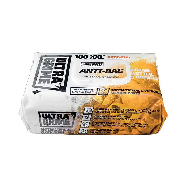 Ultragrime Pro Anti-bac Wipes (Supersize) - 100 Pack