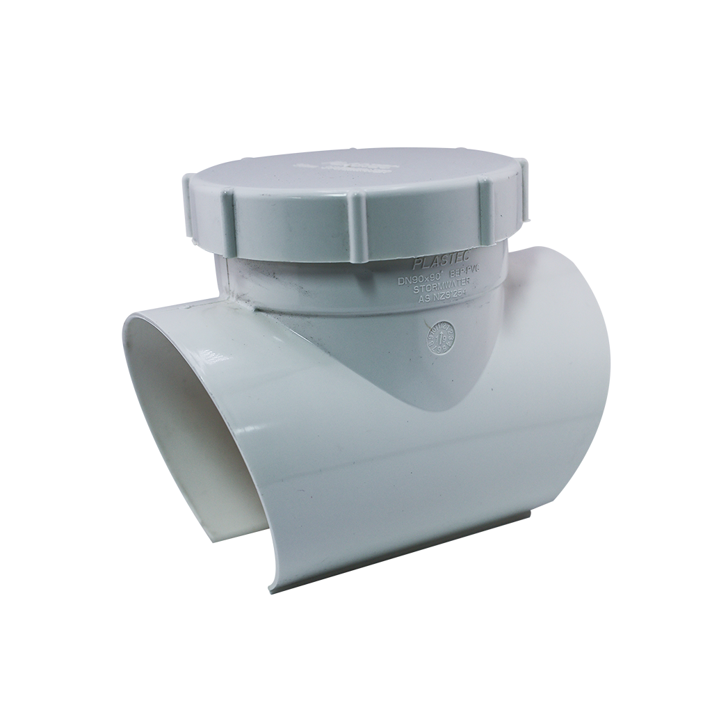 90mm Stormwater Snap Tee c/w Threaded Cap Plumbing Australia